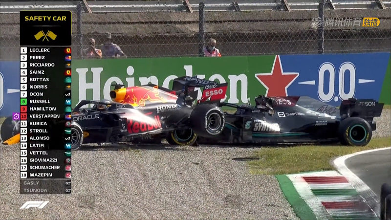 F1蒙扎正赛上演惨烈撞车。